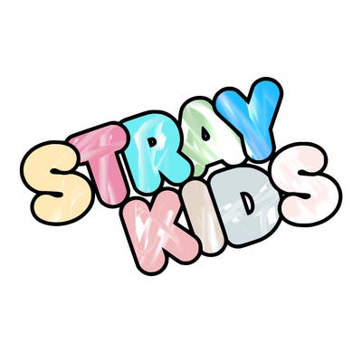 bubble letters saying stray kids