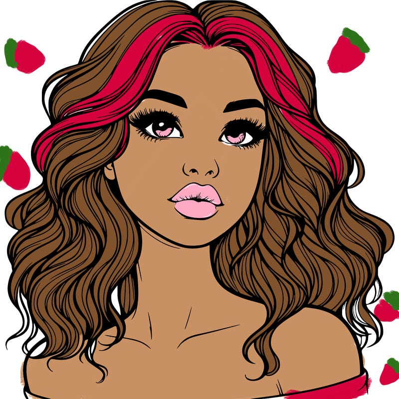 realistic girl with wavy hair and lips