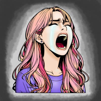 screaming realistic, girl