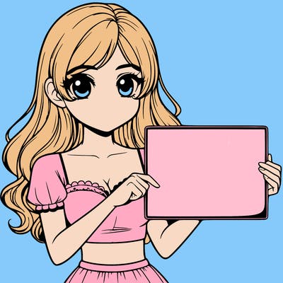 realistic pretty girl holding blank sign