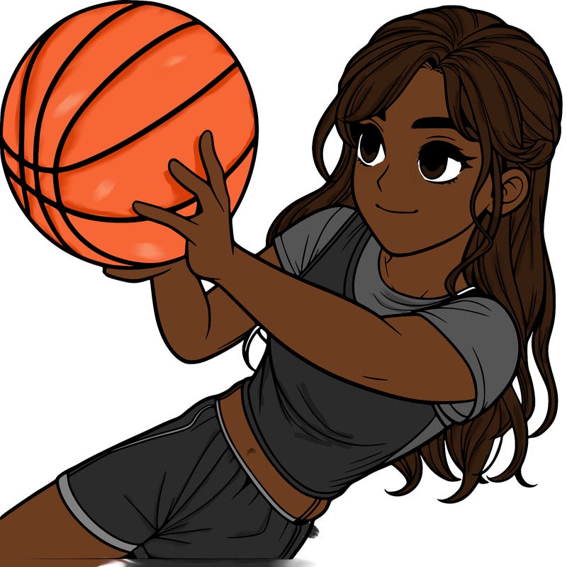 realistic girl playing basketball