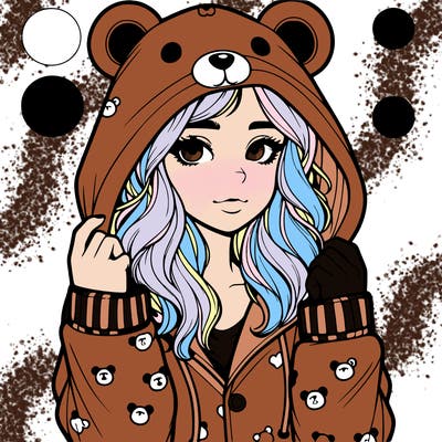 realistic girl in a animal pjs hoodie