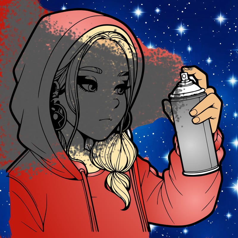 a realistic girl, spray painting