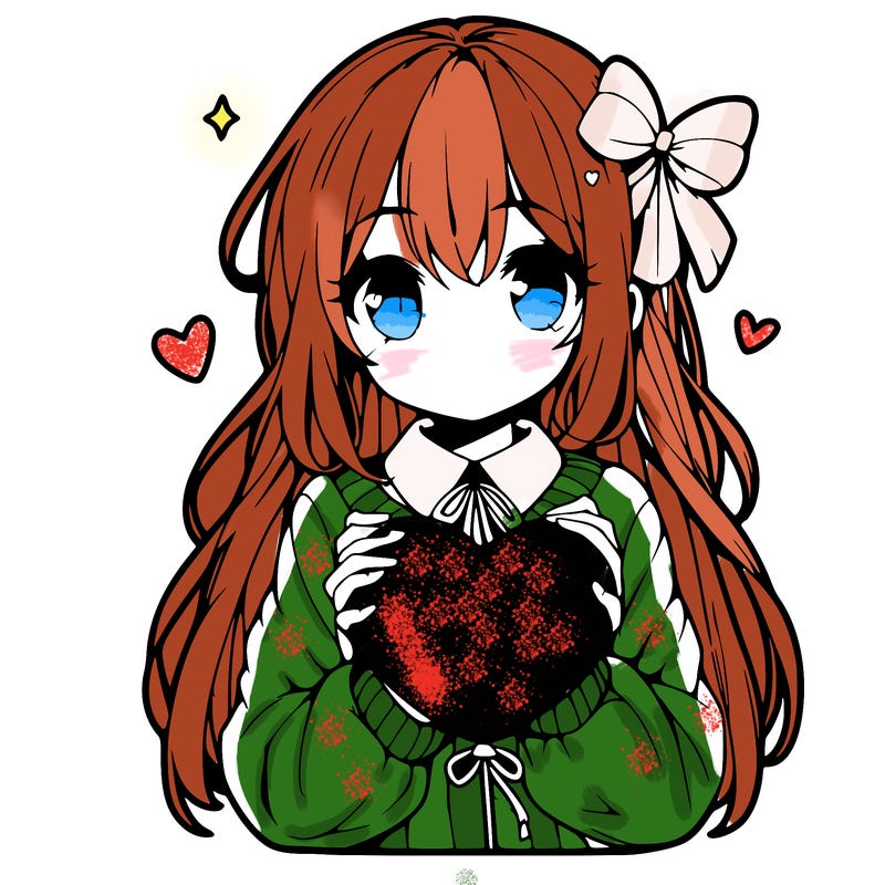 anime girl holding a heart balloon