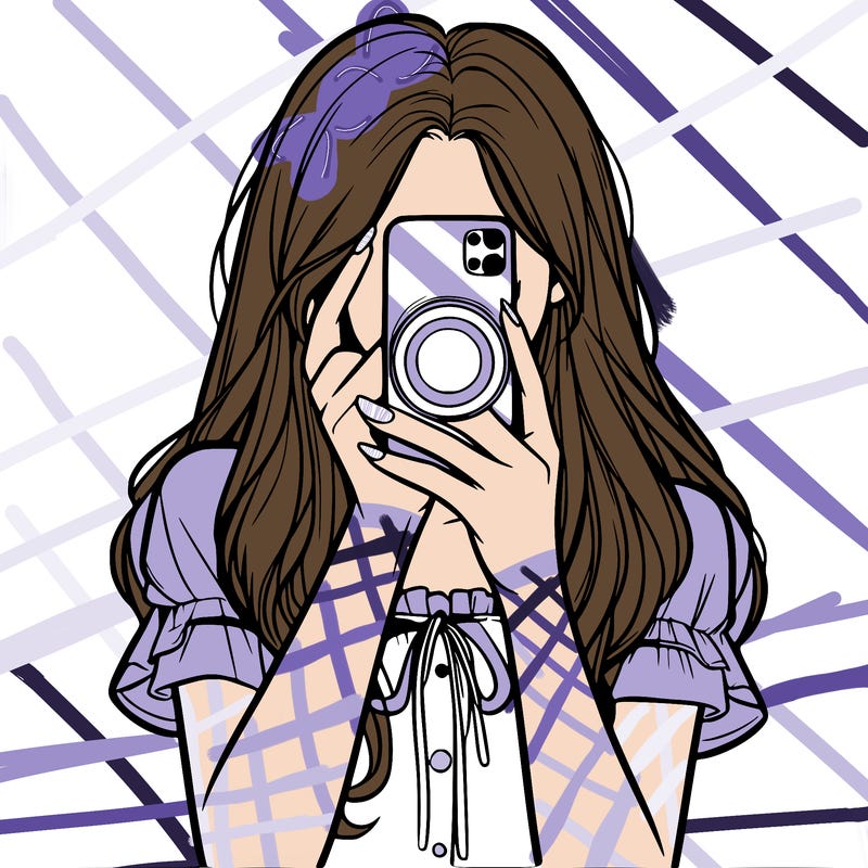 a realistic girl holding her phone taking pictures