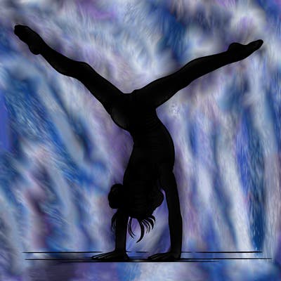 realistic gymnastic hand stand girl in four splits