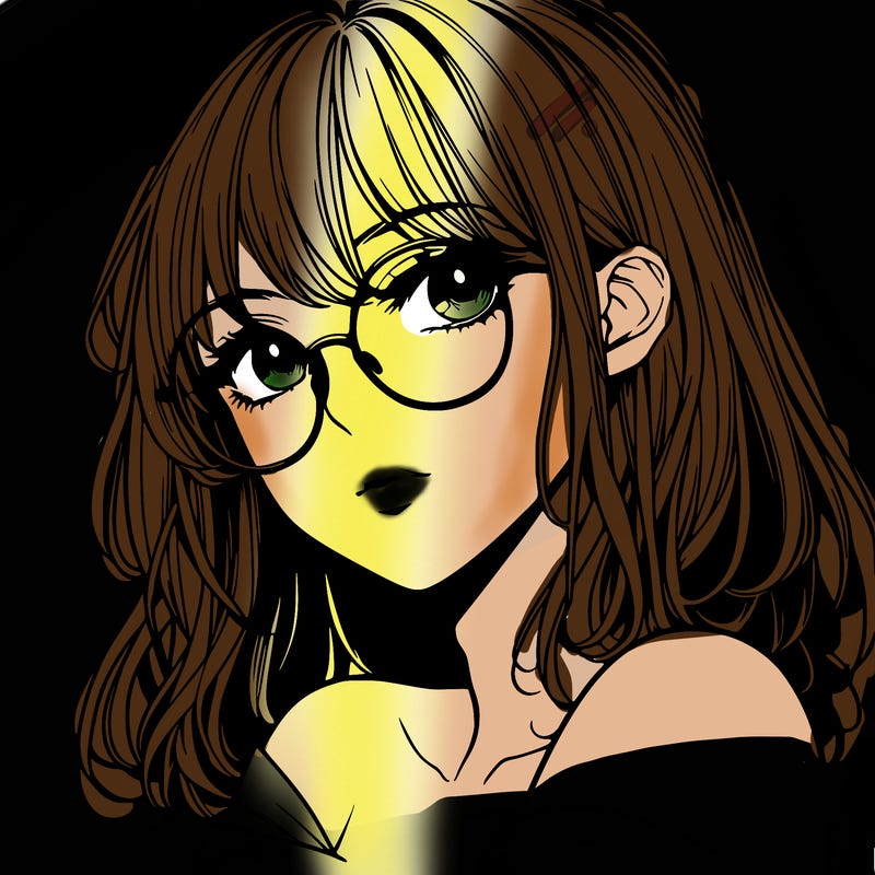 manga woman character with glasses and nice lips