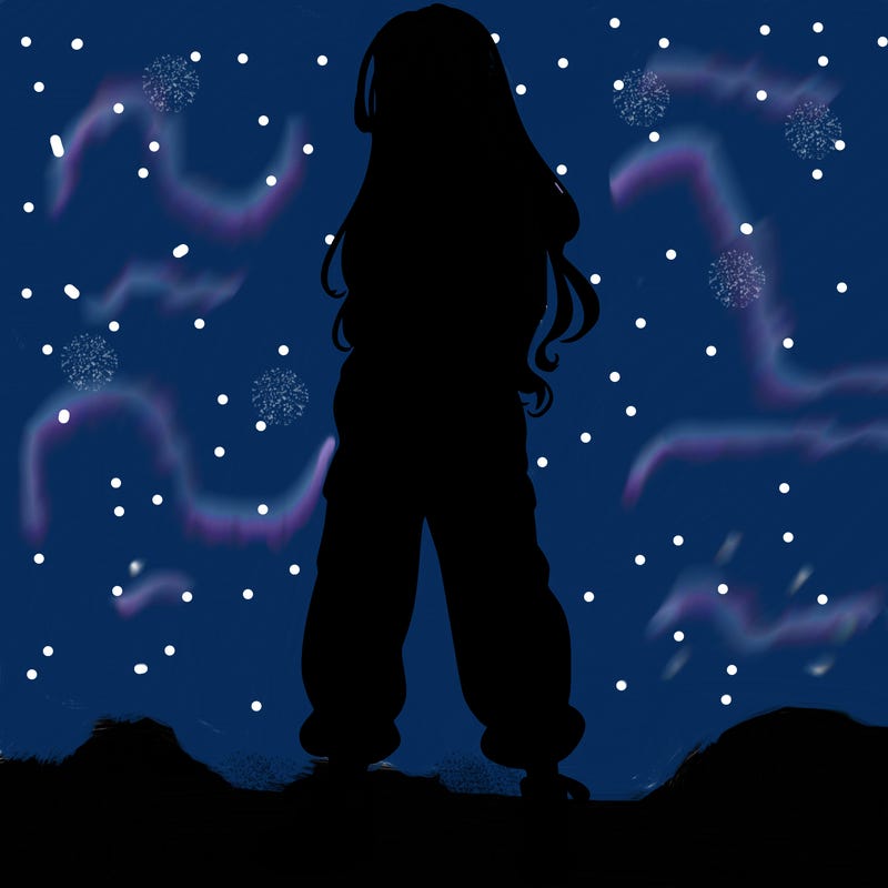 girl in baggy pants crop top and long hair