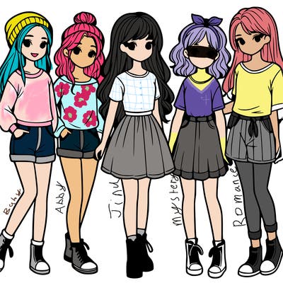 a group of five girls