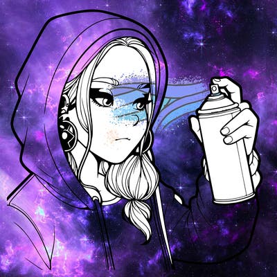 a realistic girl, spray painting