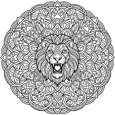 Discover the serene beauty of this Lion Mandala coloring page, artfully designed for seniors. Its clear outlines and captivating patterns offer a perfect blend of challenge and relaxation, promoting focus and creativity.