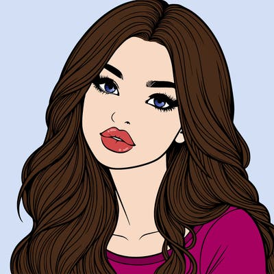 realistic girl with hair on her hair and lips