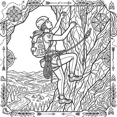 Dive into an exciting journey with this solo climber coloring page, perfect for anyone who loves adventure and the great outdoors. This intricate design captures the spirit of a vacation spent conquering new heights, offering a thrilling escape.