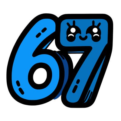 the numbers 67
