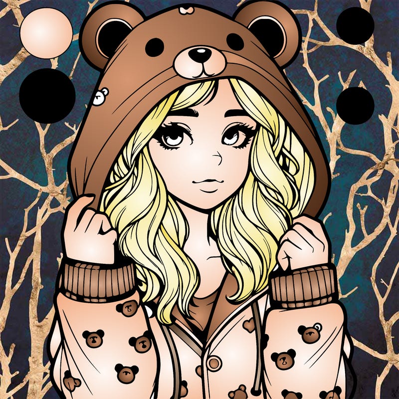 realistic girl in a animal pjs hoodie