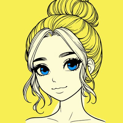 realistic pretty girl with hair in bun