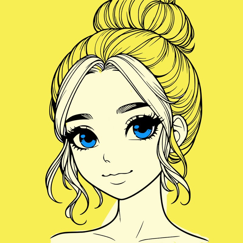 realistic pretty girl with hair in bun