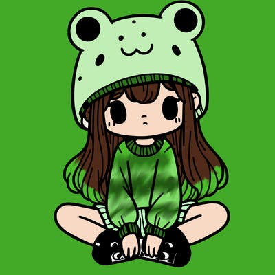a girl wearing a frog hat and some frog socks
