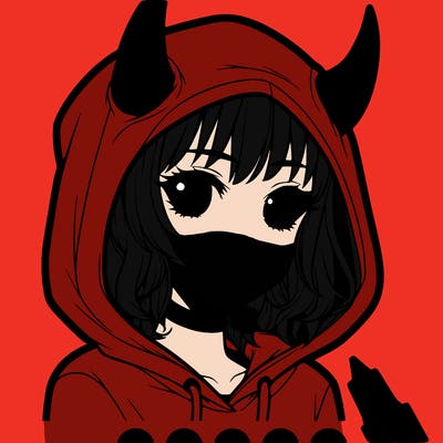 realistic girl with hoodie and horns