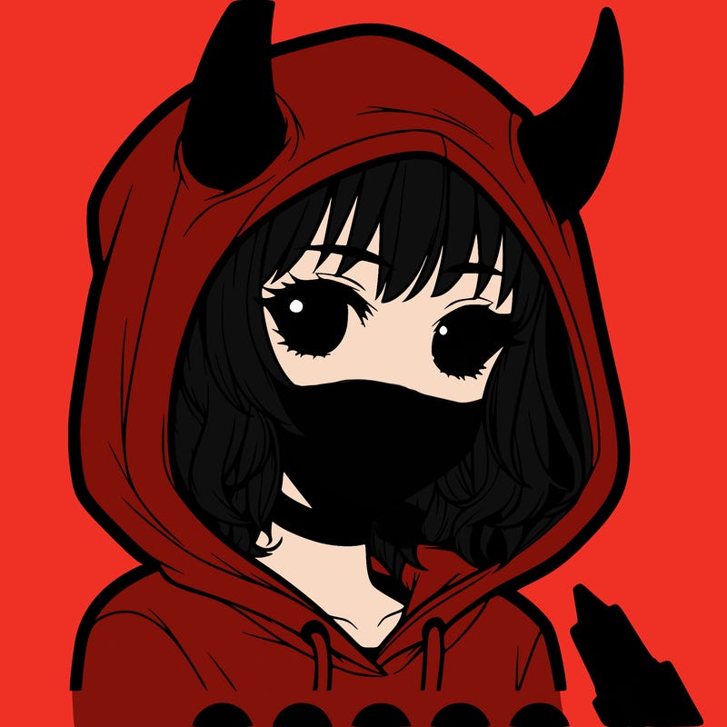 realistic girl with hoodie and horns