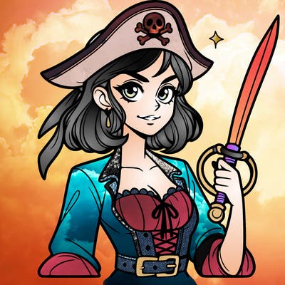 female pirate with a sword