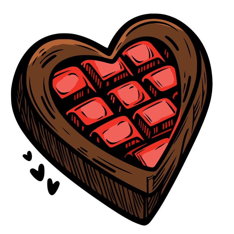 a heart wrapped in chocolate