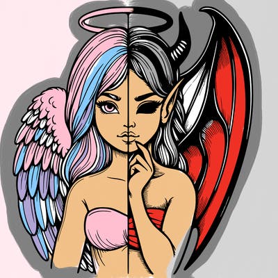realistic angel half demon
