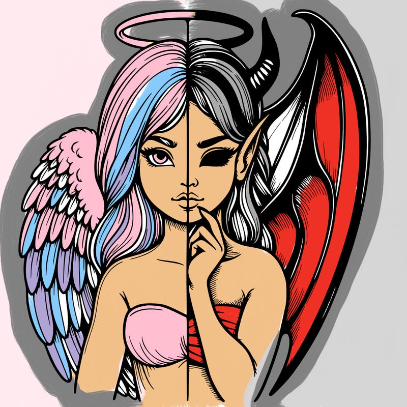realistic angel half demon
