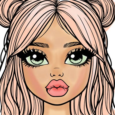 cute realistic girl with big lips