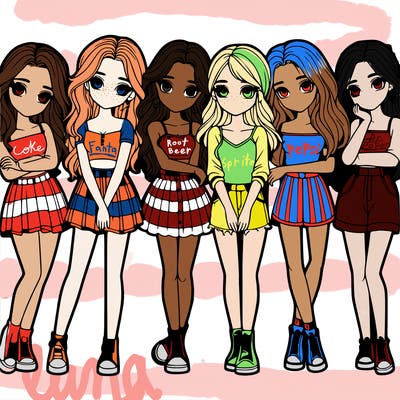 a group of girls realistic