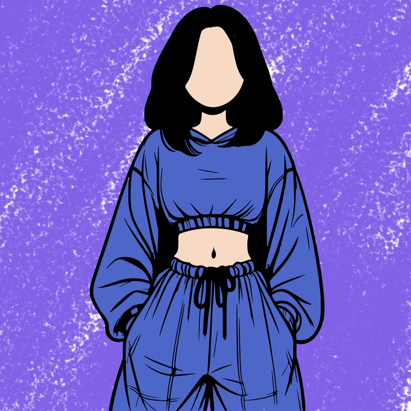 realistic girl faceless with baggy pants and a crop top