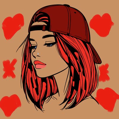 realistic  girl with a backwards hat