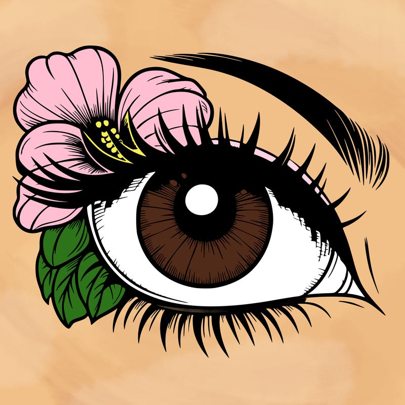 realistic eye with flower