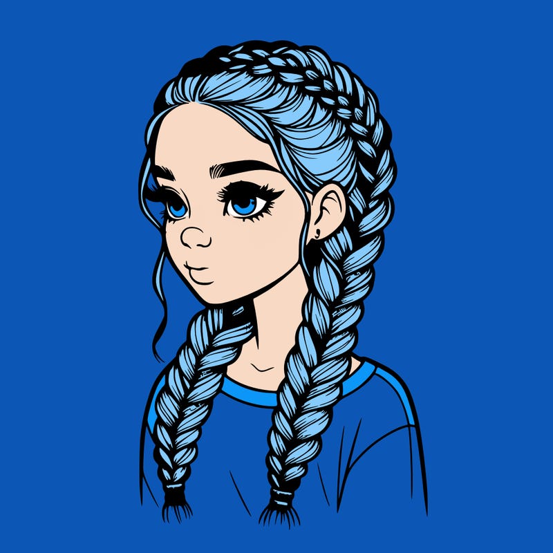 realistic girl with braids