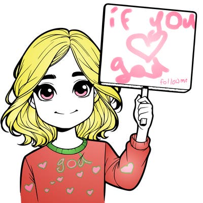 realistic girl holding up a sign