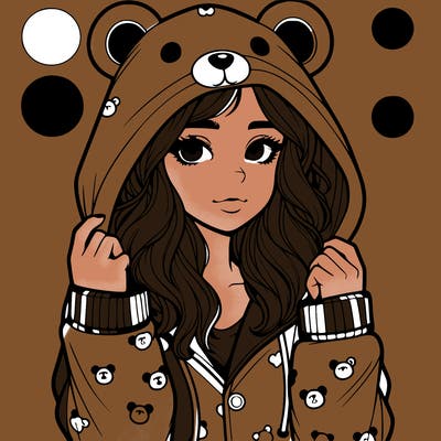 realistic girl in a animal pjs hoodie