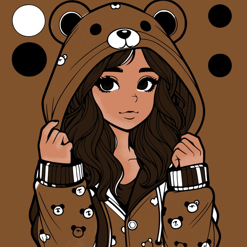 realistic girl in a animal pjs hoodie