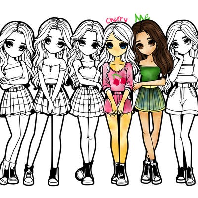 a group of girls realistic