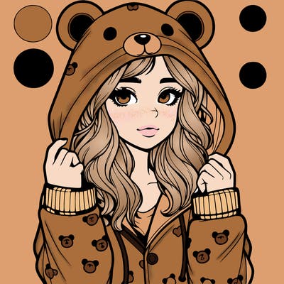realistic girl in a animal pjs hoodie