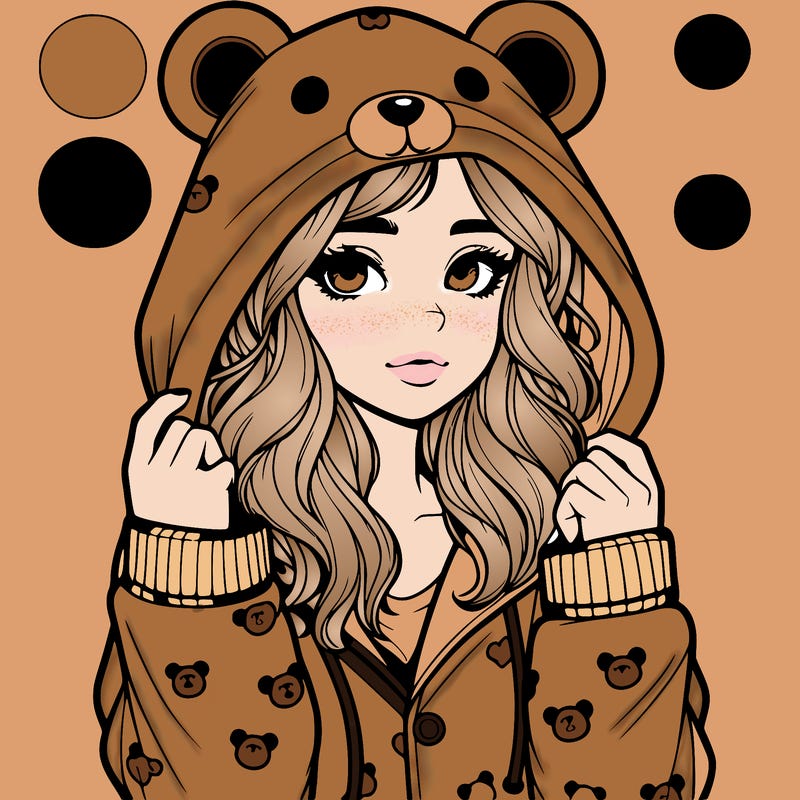 realistic girl in a animal pjs hoodie