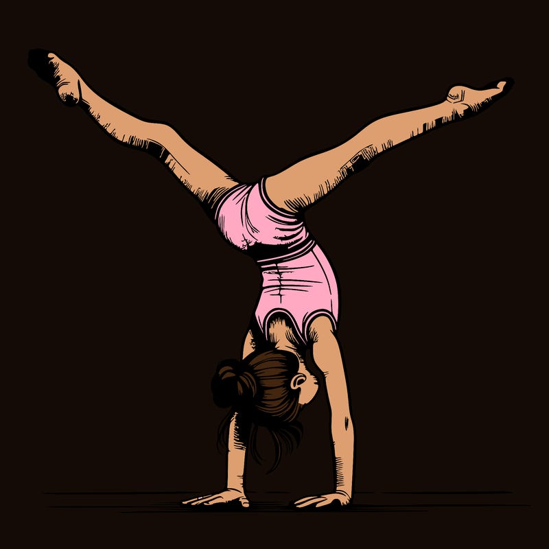 realistic gymnastic hand stand girl in four splits