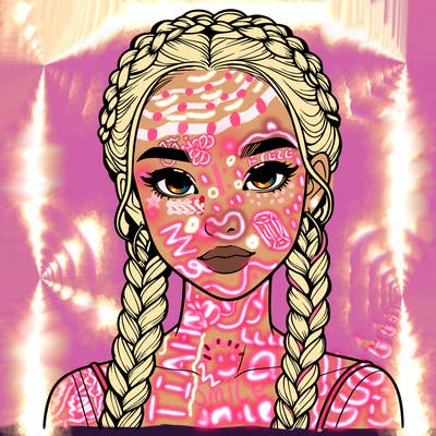 realistic girl with braids