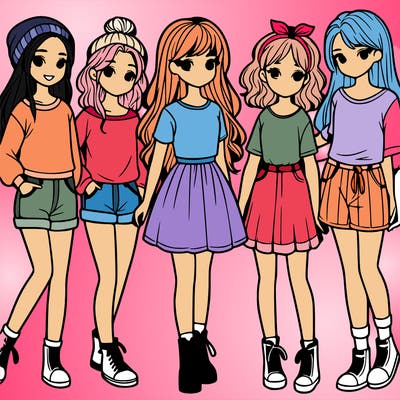 a group of five girls