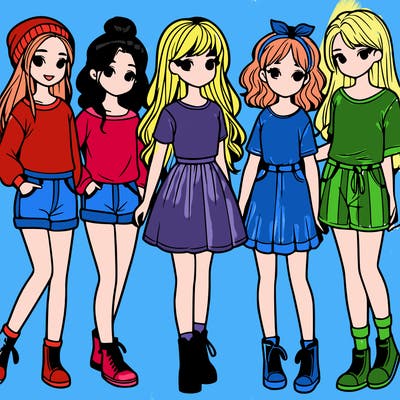 a group of five girls