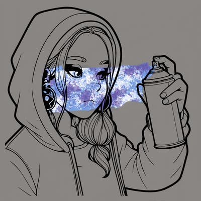 a realistic girl, spray painting
