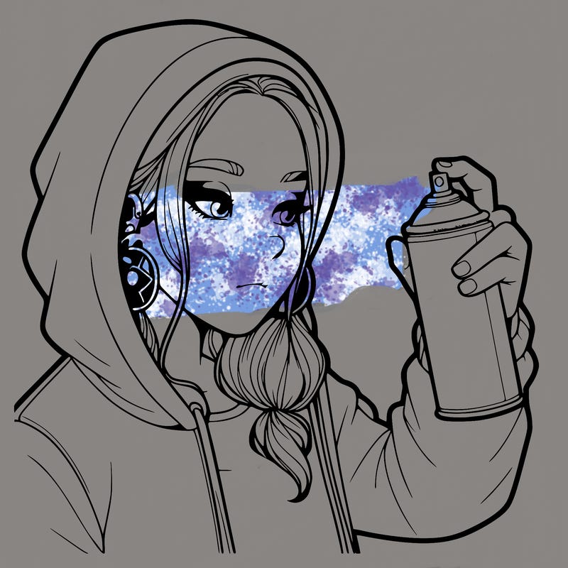a realistic girl, spray painting
