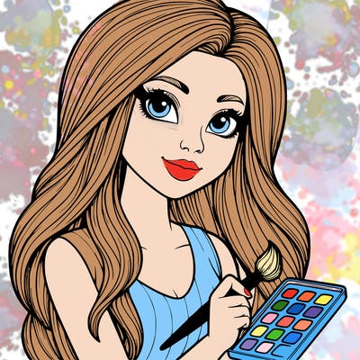 realistic girl with a paintbrush