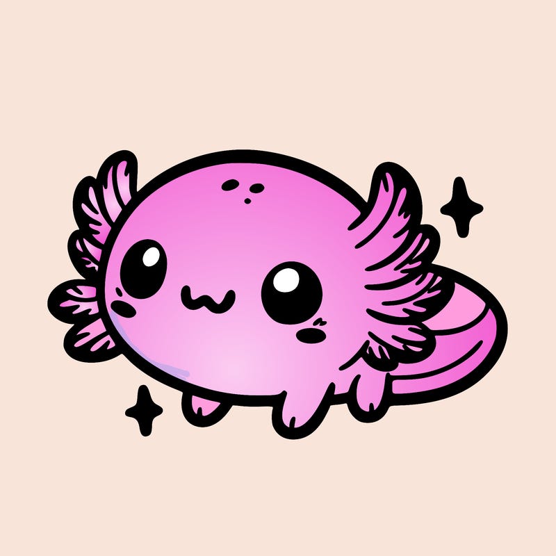 cute easy baby axolotl