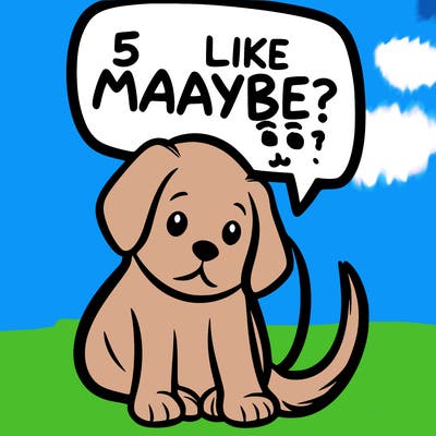 a puppy that says 5 like maybe