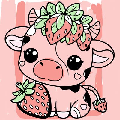 cute strawberry cow